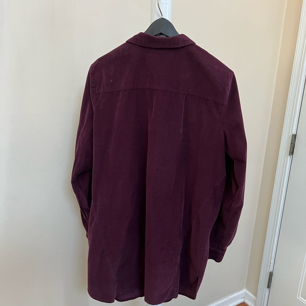 J Jill Corduroy Shirt Tunic Size LARGE TALL Button Front Wine Burgundy - Picture 3 of 15